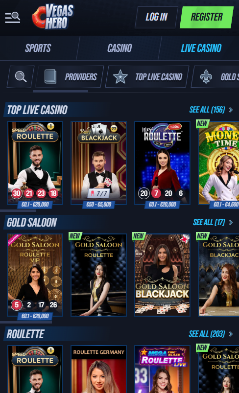 VegasHero Casino mobile